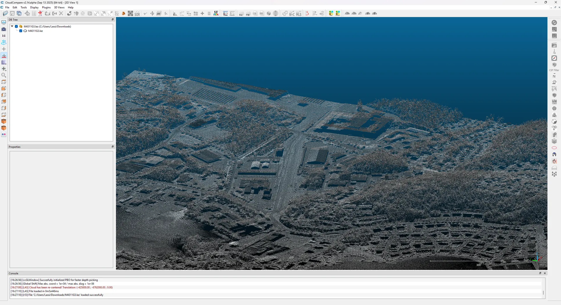 Point-cloud processing in CloudCompare